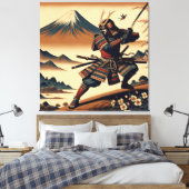 Samurai Warrior auf dem Fuji - Ukiyo-e Art Leinwanddruck (Insitu (Schlafzimmer))
