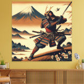 Samurai Warrior auf dem Fuji - Ukiyo-e Art Leinwanddruck (Insitu (Wohnzimmer))