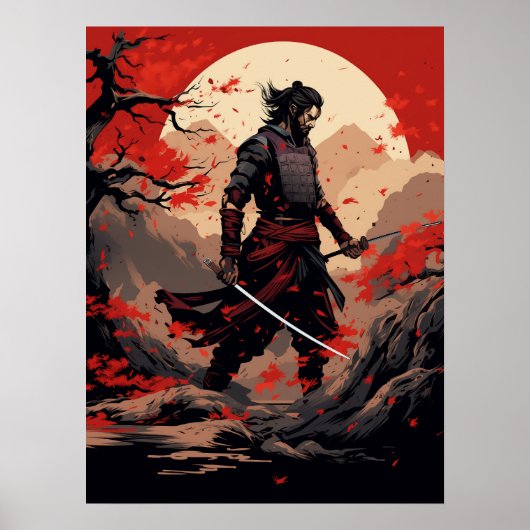 Samurai Warrior bei Sunset Poster (Vorne)
