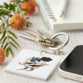 Samurai Warrior Chibi Demon Mask Schlüsselanhänger (Vorderseite rechts)