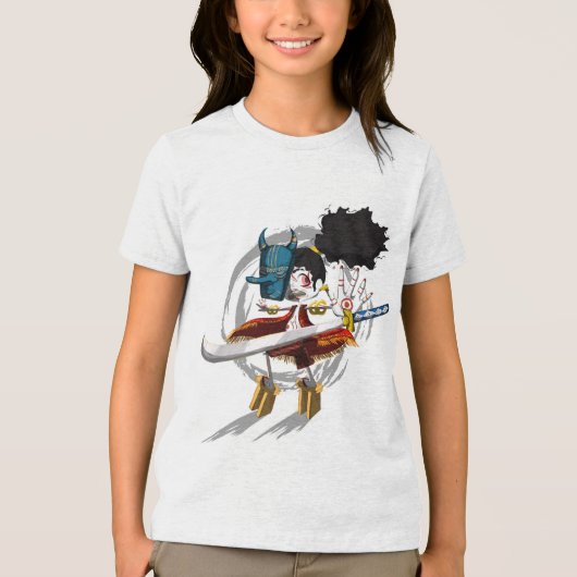 Samurai Warrior Chibi Demon Mask Tri-Blend Shirt (Vorderseite)