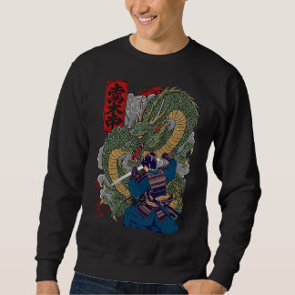 Samurai Warrior Facing Fierce Dragon japanische Ku Sweatshirt