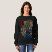 Samurai Warrior Facing Fierce Dragon japanische Ku Sweatshirt (Vorne ganz)