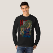 Samurai Warrior Facing Fierce Dragon japanische Ku T-Shirt (Vorne ganz)