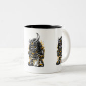 Samurai Warrior Gas Mask Art | Fierce Modern Samur Zweifarbige Tasse (VorderseiteRechts)