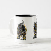 Samurai Warrior Gas Mask Art | Fierce Modern Samur Zweifarbige Tasse (Vorderseite Links)
