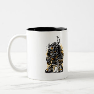 Samurai Warrior Gas Mask Art   Fierce Modern Samur Zweifarbige Tasse