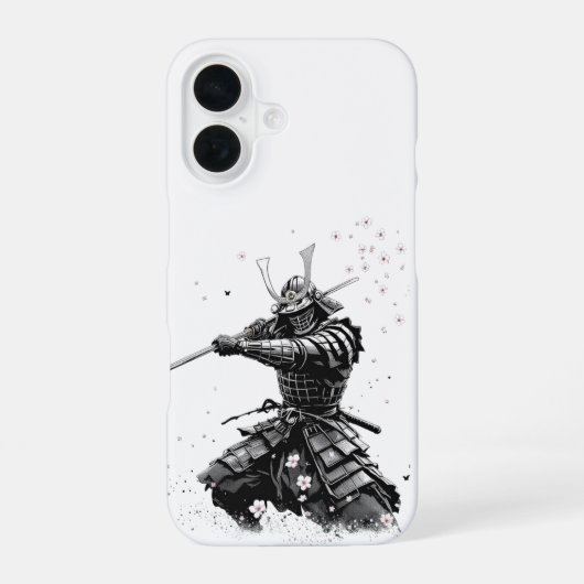 Samurai Warrior in Action Japanese Art Ceramic  iPhone 16 Hülle (Rückseite)