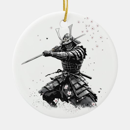 Samurai Warrior in Action Japanese Art Ceramic  Keramik Ornament (Vorne)