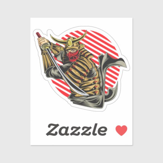 Samurai Warrior in Aktion Aufkleber (Blatt)