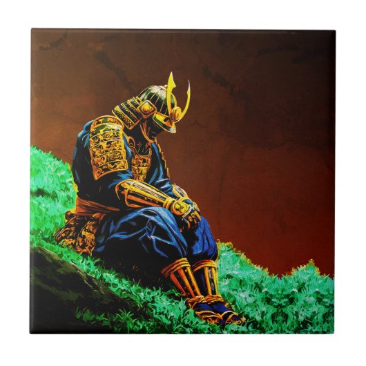Samurai Warrior in Golden Armor - Episch Japanisch Fliese (Vorderseite)