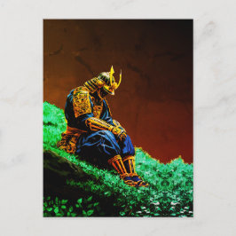 Samurai Warrior in Golden Armor - Episch Japanisch Postkarte