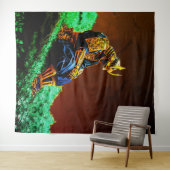 Samurai Warrior in Golden Armor - Episch Japanisch Wandteppich (Beispiel (Horizontal))