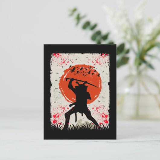 Samurai Warrior Japanese Swordsman Postkarte (Stehend Vorderseite)