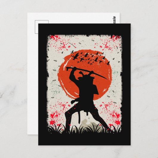 Samurai Warrior Japanese Swordsman Postkarte (Vorne/Hinten)