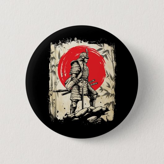 Samurai Warrior Japanischer Hero Japan Schwertsmän Button (Vorderseite)