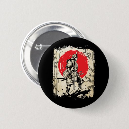 Samurai Warrior Japanischer Hero Japan Schwertsmän Button (Vorne & Hinten)