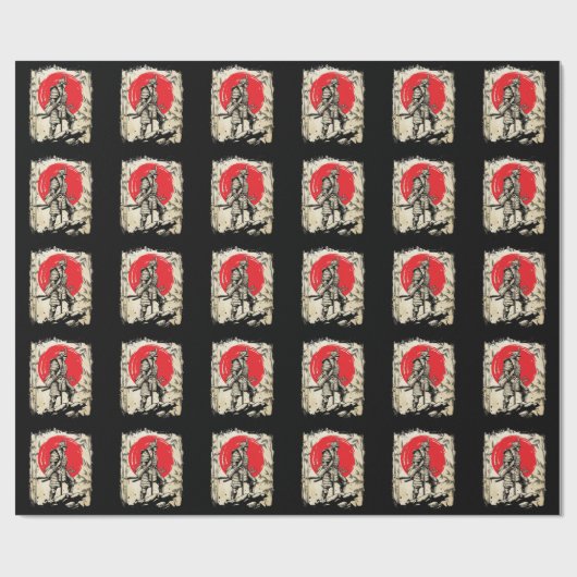 Samurai Warrior Japanischer Hero Japan Schwertsmän Geschenkpapier (Flach)