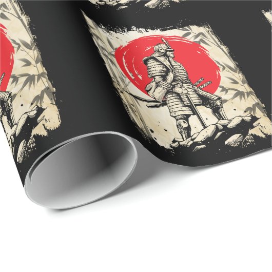 Samurai Warrior Japanischer Hero Japan Schwertsmän Geschenkpapier (Rolleneckpunkt)