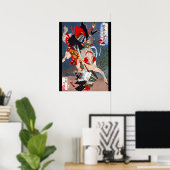 Samurai Warrior Kämpfe auf einem Pferd, Yoshitoshi Poster (Heimbüro)