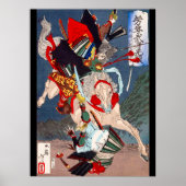 Samurai Warrior Kämpfe auf einem Pferd, Yoshitoshi Poster (Vorne)