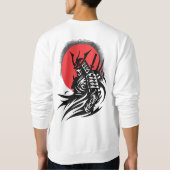 Samurai Warrior mit aufstrebendem Sun Graphic T - Sweatshirt (Rückseite)