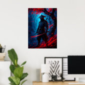 Samurai Warrior mit Glowkatana Fantasy Poster (Heimbüro)