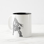 Samurai Warrior mit schnellem Feuerwaffen Zweifarbige Tasse (Vorderseite Links)