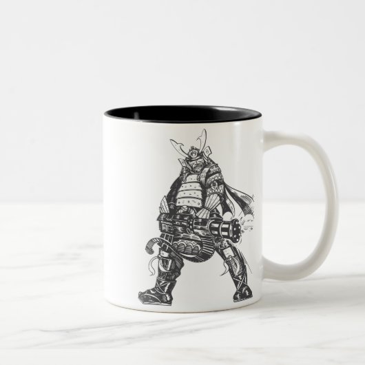 Samurai Warrior mit schnellem Feuerwaffen Zweifarbige Tasse (Rechts)