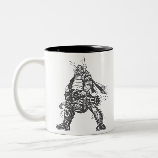 Samurai Warrior mit schnellem Feuerwaffen Zweifarbige Tasse (Links)