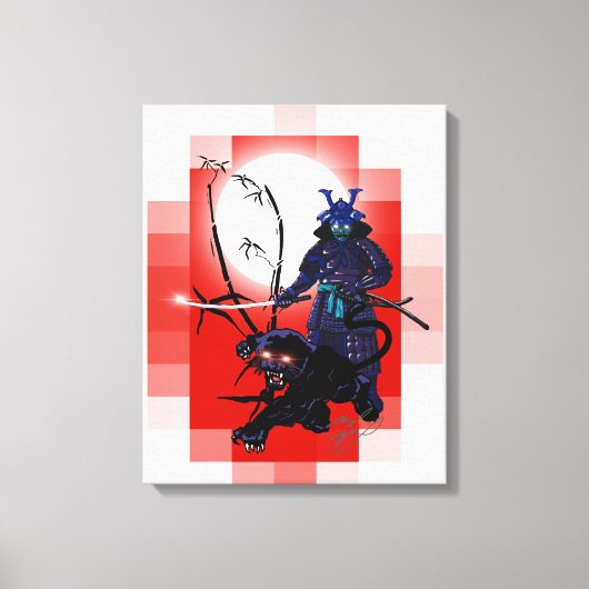 Samurai Warrior mit schwarzem Panther! Leinwanddruck (Vorderseite)
