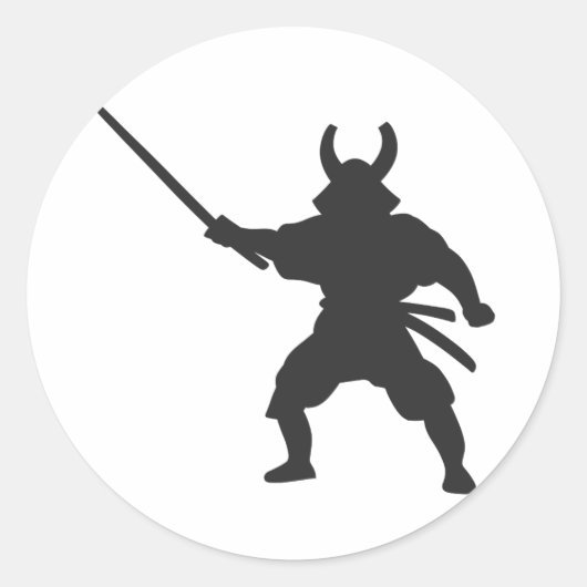 Samurai Warrior mit Schwert - Wählen Sie die Farbe Runder Aufkleber (Vorderseite)