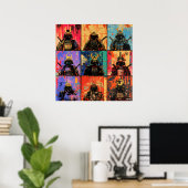 Samurai Warrior Portraits in Bold Graffiti Art Poster (Heimbüro)