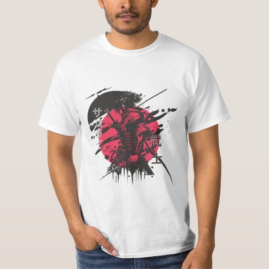 Samurai Warrior – Red Sun Japanese Bushido Design T-Shirt (Vorderseite)