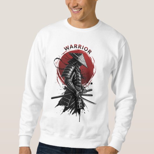 Samurai Warrior Rising Sun Japanese Ink Style Sweatshirt (Vorderseite)