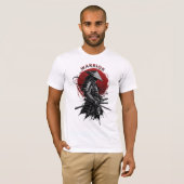Samurai Warrior Rising Sun Japanese Ink Style T-Shirt (Vorne ganz)