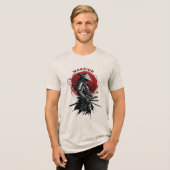 Samurai Warrior Rising Sun Japanese Ink Style Tri-Blend Shirt (Vorderseite voll)