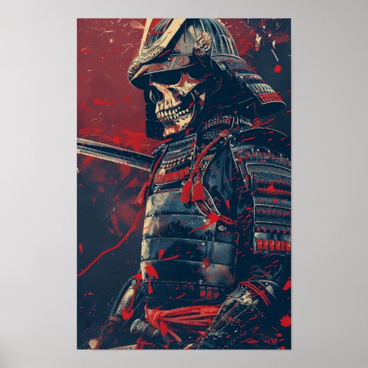 Samurai Warrior Skull Cool Illustration Poster (Vorne)