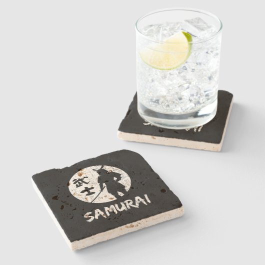 Samurai Warrior Steinuntersetzer (Seitenansicht)