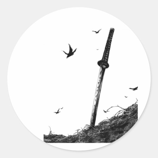 Samurai Warrior Sticker - Japanischer Ink Art Viny (Vorderseite)