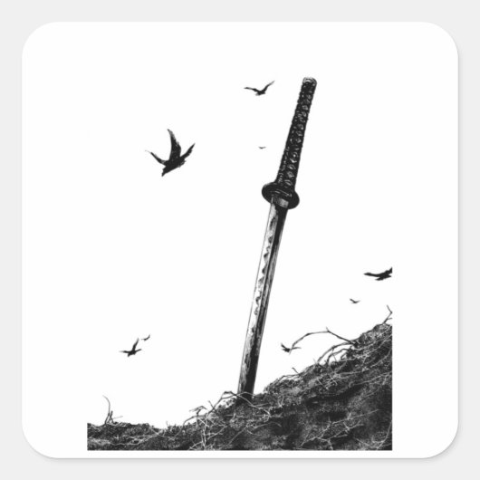 Samurai Warrior Sticker - Japanischer Tintenkunst  (Vorderseite)