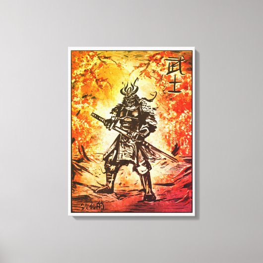 Samurai Warrior; Traditionelle japanische Kunst Leinwanddruck (Vorderseite)