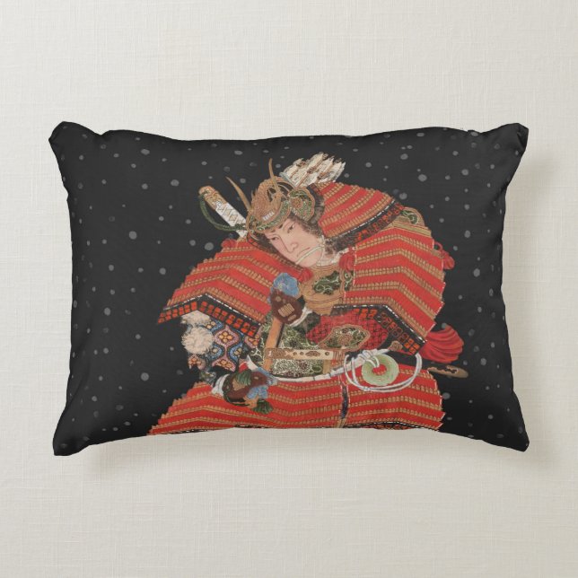 Samurai Warrior Vintage japanische Kunst Dekokissen (Vorderseite)