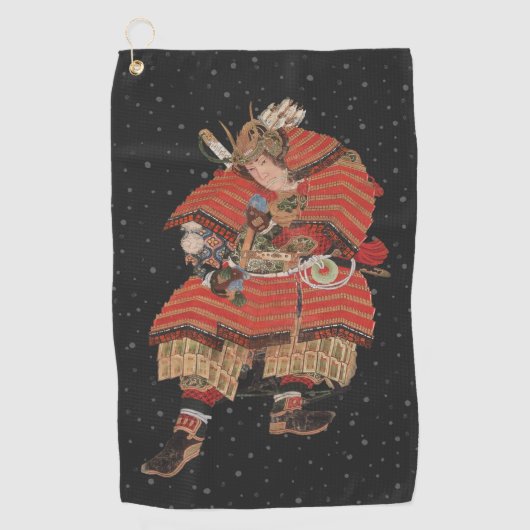 Samurai Warrior Vintage Japanische Kunst Golfhandtuch (Vorderseite)