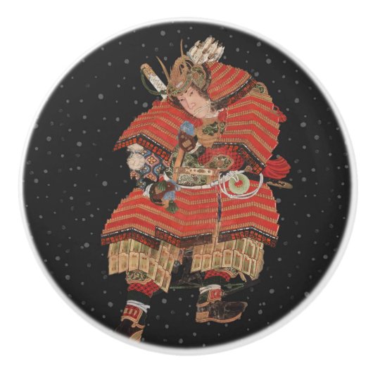 Samurai Warrior Vintage japanische Kunst Keramikknauf (Vorderseite)