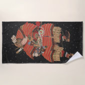 Samurai Warrior Vintage Japanische Kunst Strandtuch (Vorderseite)