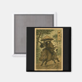 Samurai-Waschbär-Ronin, der auf einem Eber reitet, Magnet (Vorderseite/Rückseite)