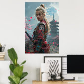 Samurai woman warrior with katana — Japanese cultu Poster (Heimbüro)