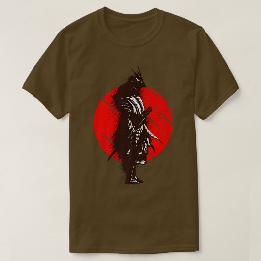 Samurai Zeichne Splash Design Asian Art T-Shirt (Design vorne)