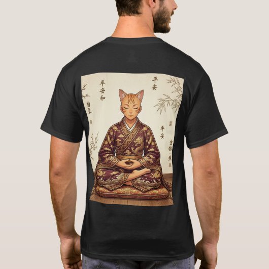 Samurai & Zen Orange Cat - Double sided T-Shirt (Rückseite)